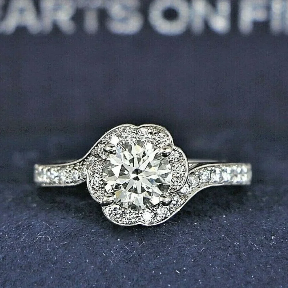16867 Hearts On Fire 18K White Gold 0.79ct VS2 Round Diamond Engagement Ring - Picture 9 of 10